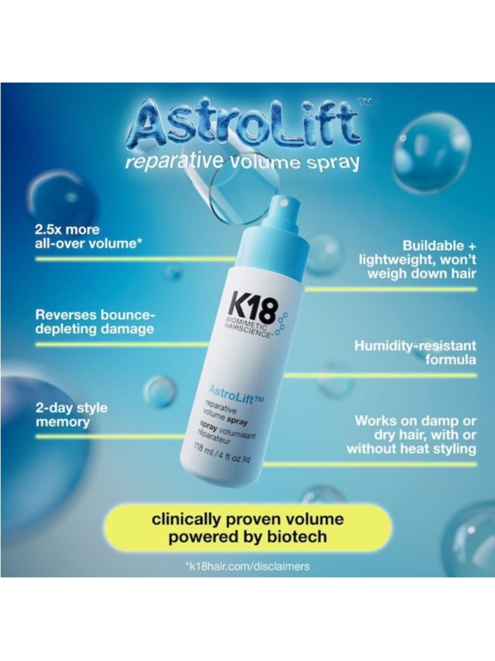 K18 AstroLift Reparative Volume Spray Brand New In Box - Picture 2 of 5
